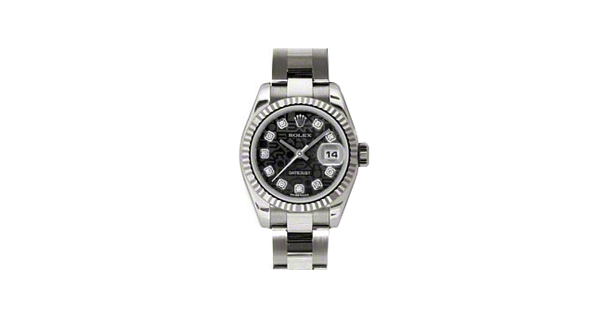 Rolex Lady-Datejust 26 179179-BLKJDO Black Jubilee Diamond Fluted White Gold Oyster - BRAND NEW
