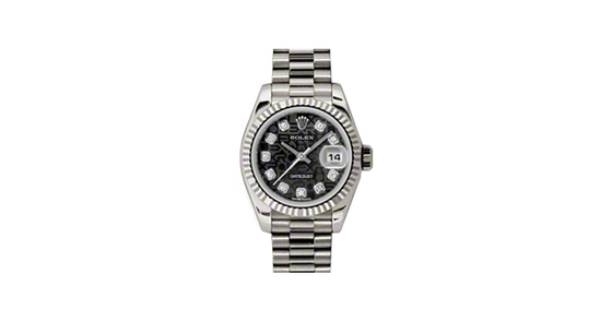 Rolex Lady-Datejust 26 179179-BLKJDP Black Jubilee Diamond Fluted White Gold President - BRAND NEW