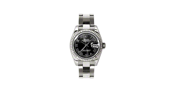 Rolex Lady-Datejust 26 179179-BLKRO Black Roman Fluted White Gold Oyster - BRAND NEW