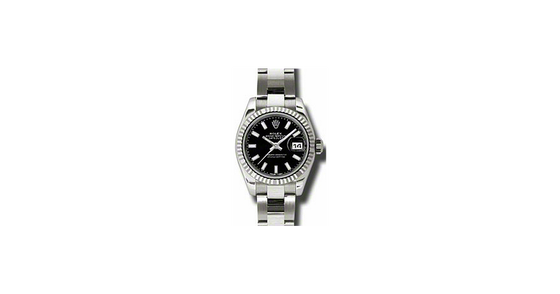 Rolex Lady-Datejust 26 179179-BLKSFO Black Index Fluted White Gold Oyster - BRAND NEW