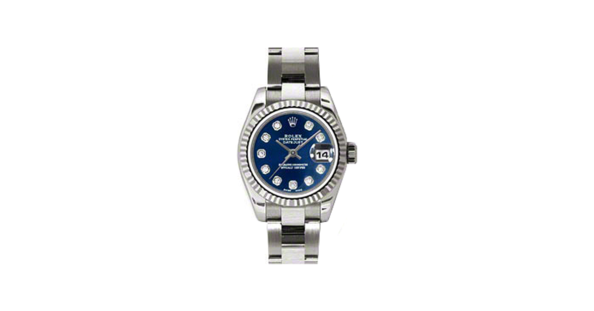 Rolex Lady-Datejust 26 179179-BLUDO Blue Diamond Fluted White Gold Oyster - BRAND NEW