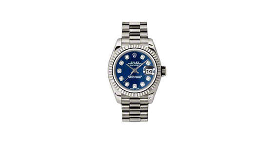 Rolex Lady-Datejust 26 179179-BLUDP Blue Diamond Fluted White Gold President - BRAND NEW