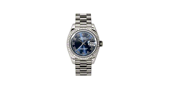 Rolex Lady-Datejust 26 179179-BLURP Blue Roman Fluted White Gold President - BRAND NEW
