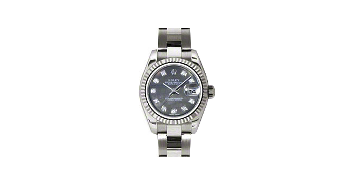 Rolex Lady-Datejust 26 179179-DMOPDO Dark Mother of Pearl Diamond Fluted White Gold Oyster - BRAND NEW