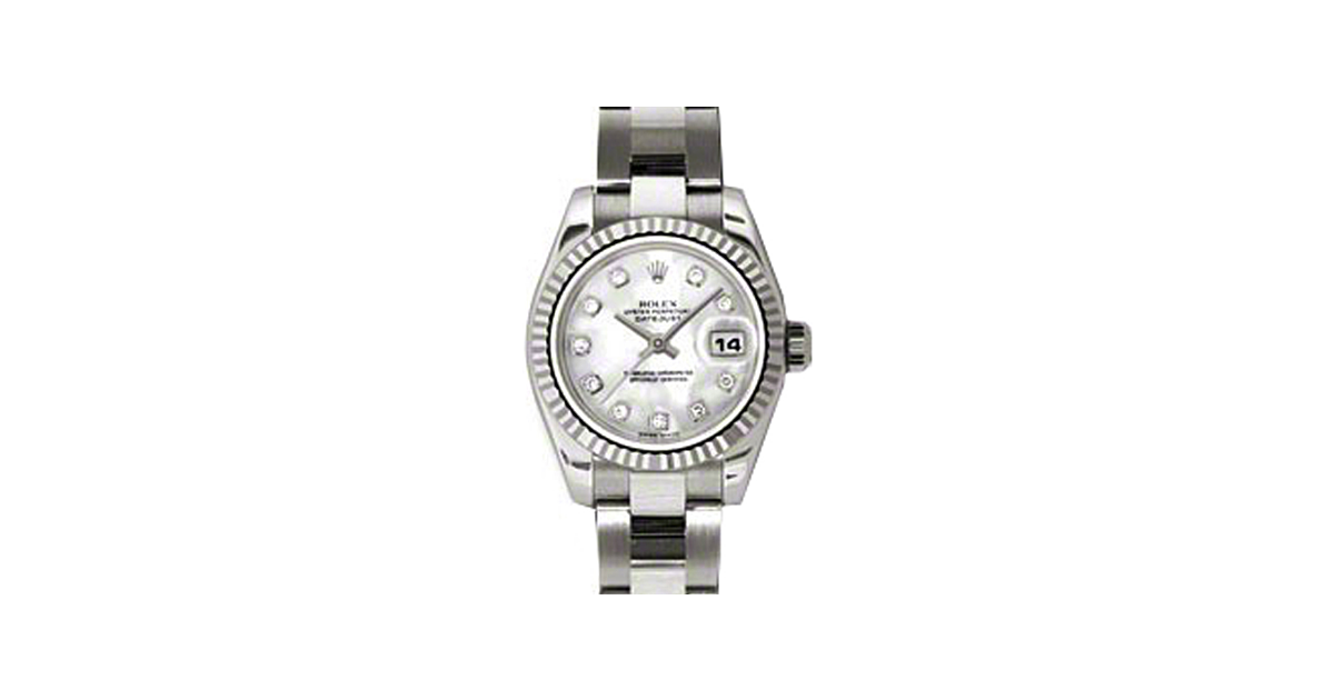 Rolex Lady-Datejust 26 179179-MOPDO White Mother of Pearl Diamond Fluted White Gold Oyster - BRAND NEW