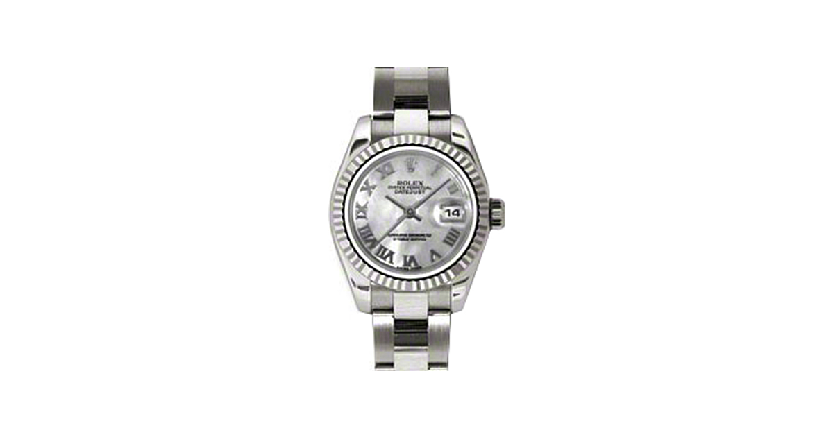 Rolex Lady-Datejust 26 179179-MOPRO White Mother of Pearl Roman Fluted White Gold Oyster - BRAND NEW