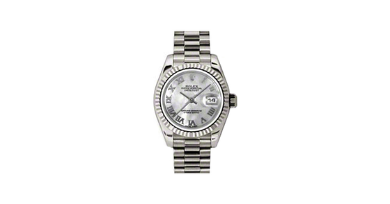 Rolex Lady-Datejust 26 179179-MOPRP White Mother of Pearl Roman Fluted White Gold President - BRAND NEW