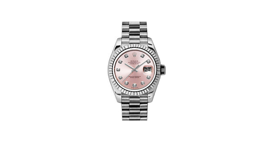 Rolex Lady-Datejust 26 179179-PNKDP Pink Diamond Fluted White Gold President - BRAND NEW