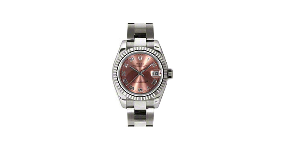 Rolex Lady-Datejust 26 179179-PNKRO Pink Roman Fluted White Gold Oyster - BRAND NEW