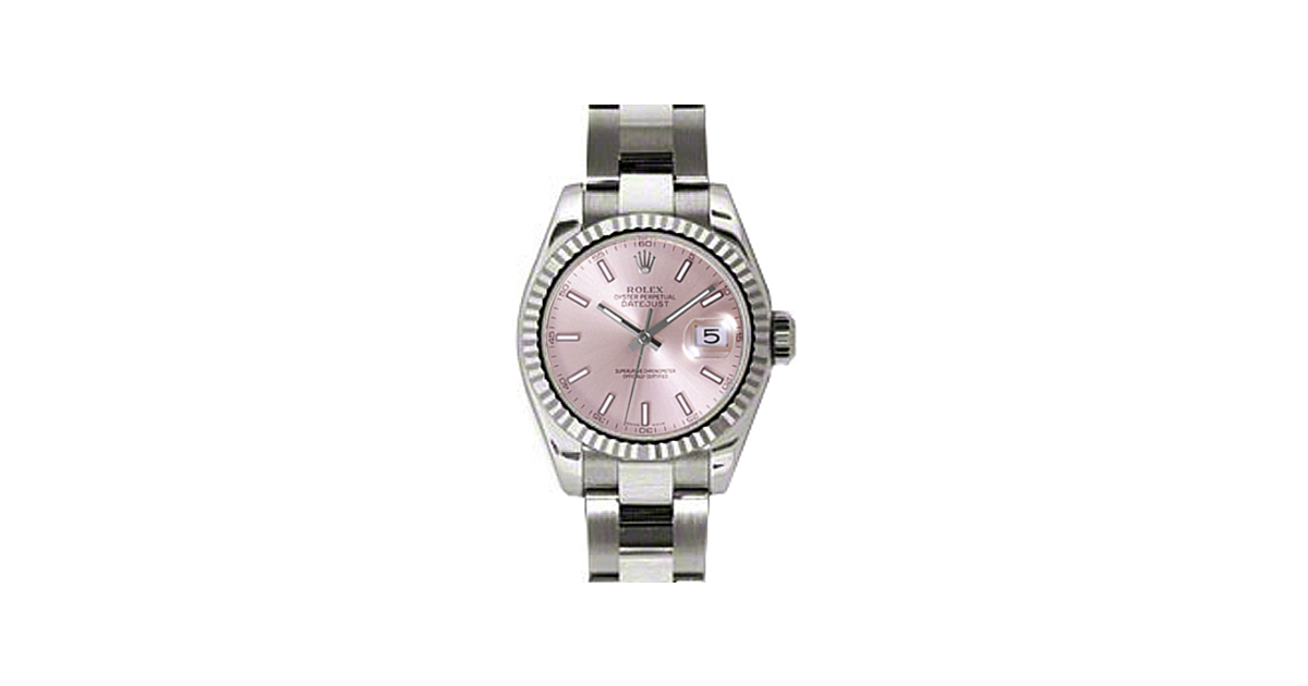 Rolex Lady-Datejust 26 179179-PNKSO Pink Index Fluted White Gold Oyster - BRAND NEW