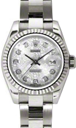 Rolex Lady-Datejust 26 179179-SLVJDO Silver Jubilee Diamond Fluted White Gold Oyster - BRAND NEW