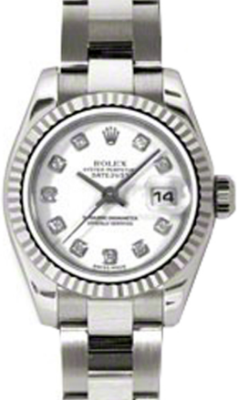 Rolex Lady-Datejust 26 179179-WHTDO White Diamond Fluted White Gold Oyster - BRAND NEW
