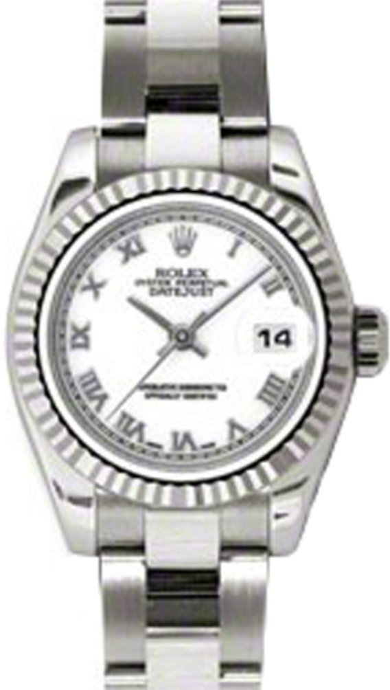 Rolex Lady-Datejust 26 179179-WHTRO White Roman Fluted White Gold Oyster - BRAND NEW