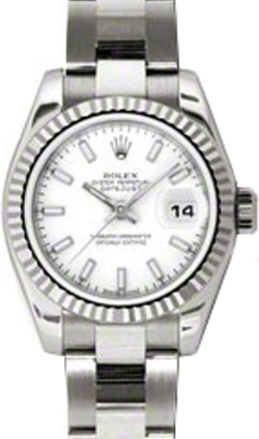 Rolex Lady-Datejust 26 179179-WHTSO White Index Fluted White Gold Oyster - BRAND NEW