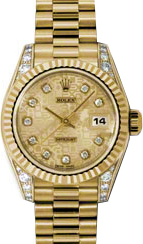 Rolex Lady-Datejust 26 179238-CHPJDP Champagne Jubilee Diamond Dial Diamond Set Fluted Yellow Gold President - BRAND NEW