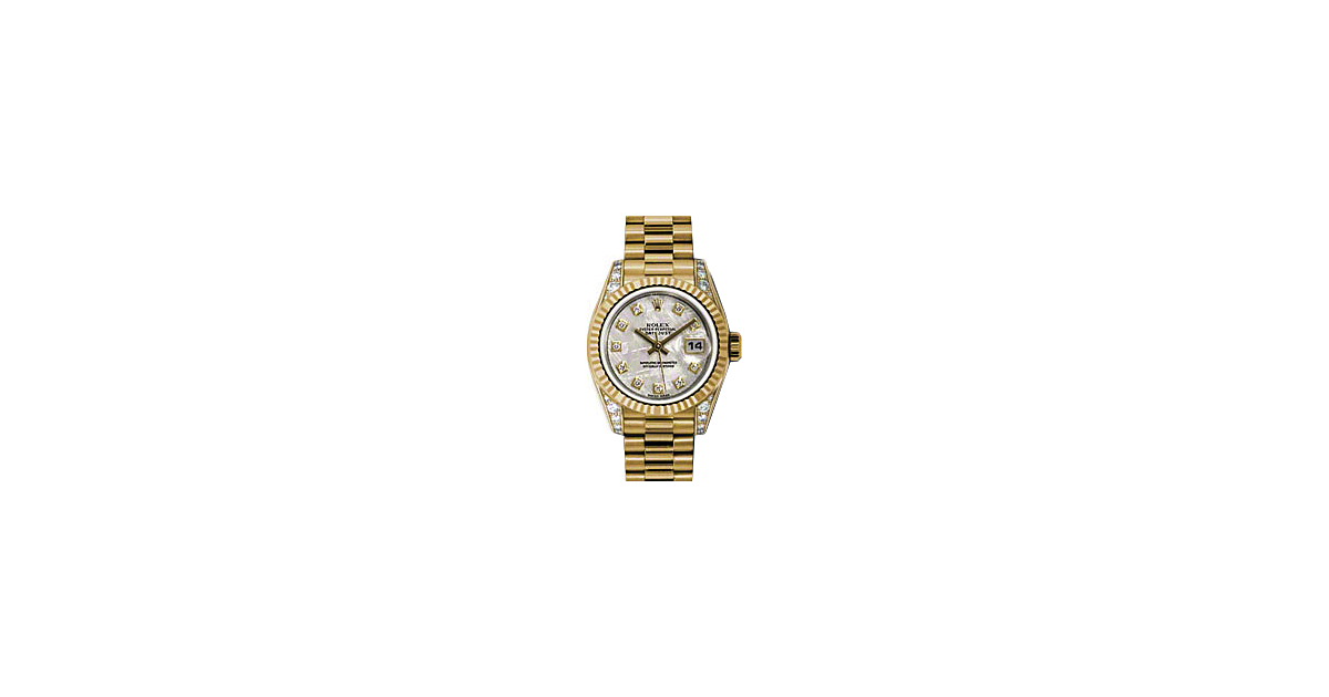 Rolex Lady-Datejust 26 179238-METDP Meteorite Diamond Dial Diamond Set Fluted Yellow Gold President - BRAND NEW