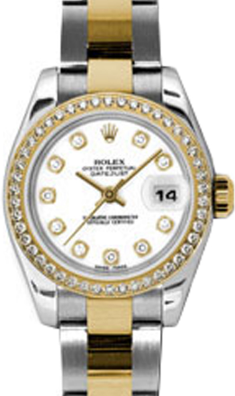 Rolex Lady-Datejust 26 179383-WHTDO White Diamond Diamond Bezel Yellow Gold Stainless Steel Oyster - BRAND NEW