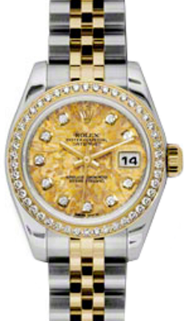 Rolex Lady-Datejust 26 179383-YGCDJ Yellow Gold Crystal Diamond Dial Diamond Bezel Yellow Gold Stainless Steel Jubilee - BRAND NEW