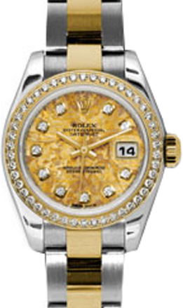 Rolex Lady-Datejust 26 179383-YGCDO Yellow Gold Crystal Diamond Diamond Bezel Yellow Gold Stainless Steel Oyster - BRAND NEW