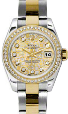 Rolex Lady-Datejust 26 179383-YGGJDO Yellow Gold & Grey Jubilee Crystal Dial with Diamonds Diamond Bezel Yellow Gold Stainless Steel Oyster - BRAND NEW