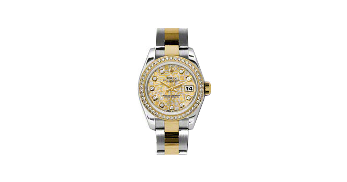 Rolex Lady-Datejust 26 179383-YGCDO Yellow Gold Crystal Diamond Diamond Bezel Yellow Gold Stainless Steel Oyster - BRAND NEW