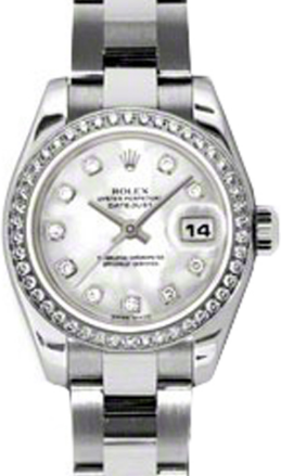 Rolex Lady-Datejust 26 179384-MOPDO White Mother of Pearl Diamond Dial Diamond Bezel Stainless Steel Oyster - BRAND NEW