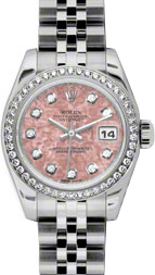 Rolex Lady-Datejust 26 179384-PGCDJ Pink Gold Crystal Diamond Dial Diamond Bezel Stainless Steel Jubilee - BRAND NEW