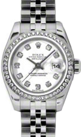 Rolex Lady-Datejust 26 179384-WHTDJ White Diamond Diamond Bezel Stainless Steel Jubilee - BRAND NEW