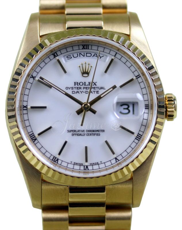 Rolex President Day-Date 36 mm 18038WH3 Yellow Gold White