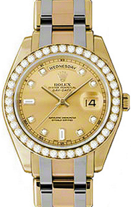 Rolex Day-Date Special Edition 18948-GLDDDT 39mm Champagne Diamond Yellow & White Gold Tridor - BRAND NEW