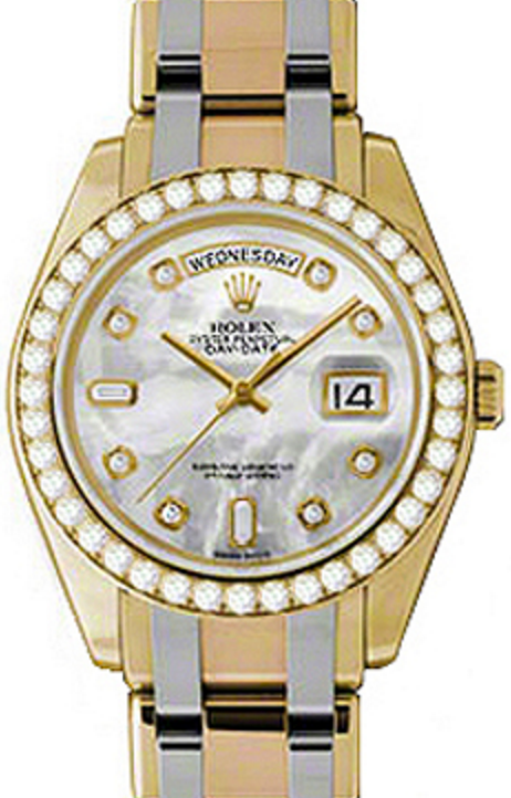 Rolex Day-Date Special Edition 18948-MOPDDT 39mm Mother of Pearl Diamond Yellow & White Gold Tridor - BRAND NEW