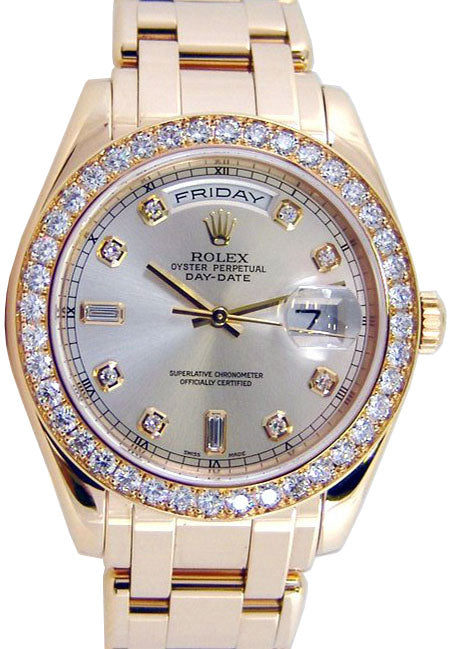 Rolex Day-Date Special Edition 18948-SLVDDO 39mm Silver Diamond Yellow Gold Oyster - BRAND NEW
