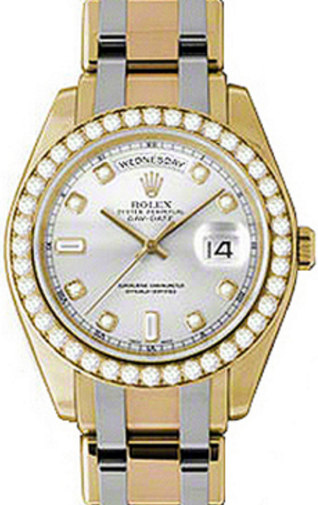 Rolex Day-Date Special Edition 18948-SLVDDT 39mm Silver Diamond Yellow & White Gold Tridor - BRAND NEW