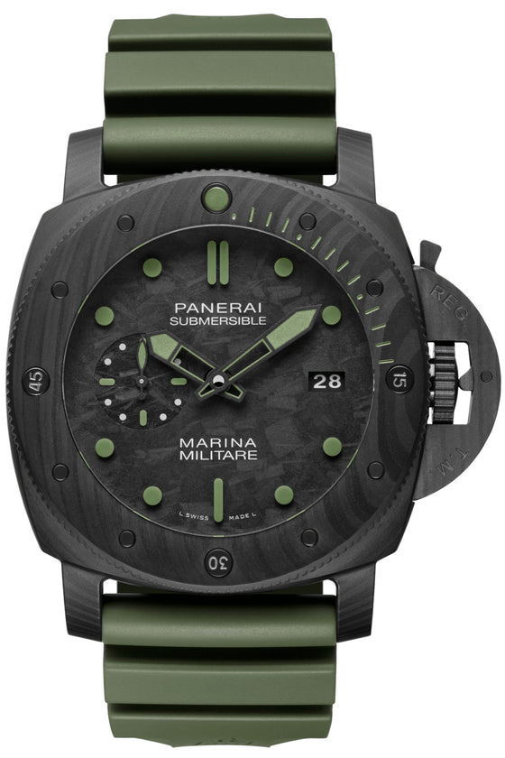 Panerai Submersible Marina Militare Carbotech Carbon Fibre 47mm Black Dial Rubber Strap PAM00961