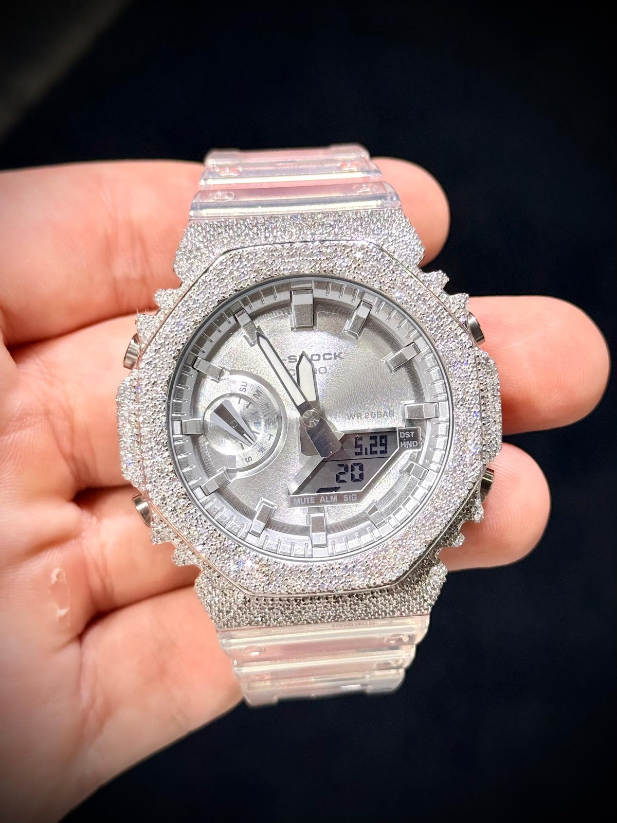 G-Shock Iceman Iced Out Diamond Watch Custom DW5600 Style Resin Strap