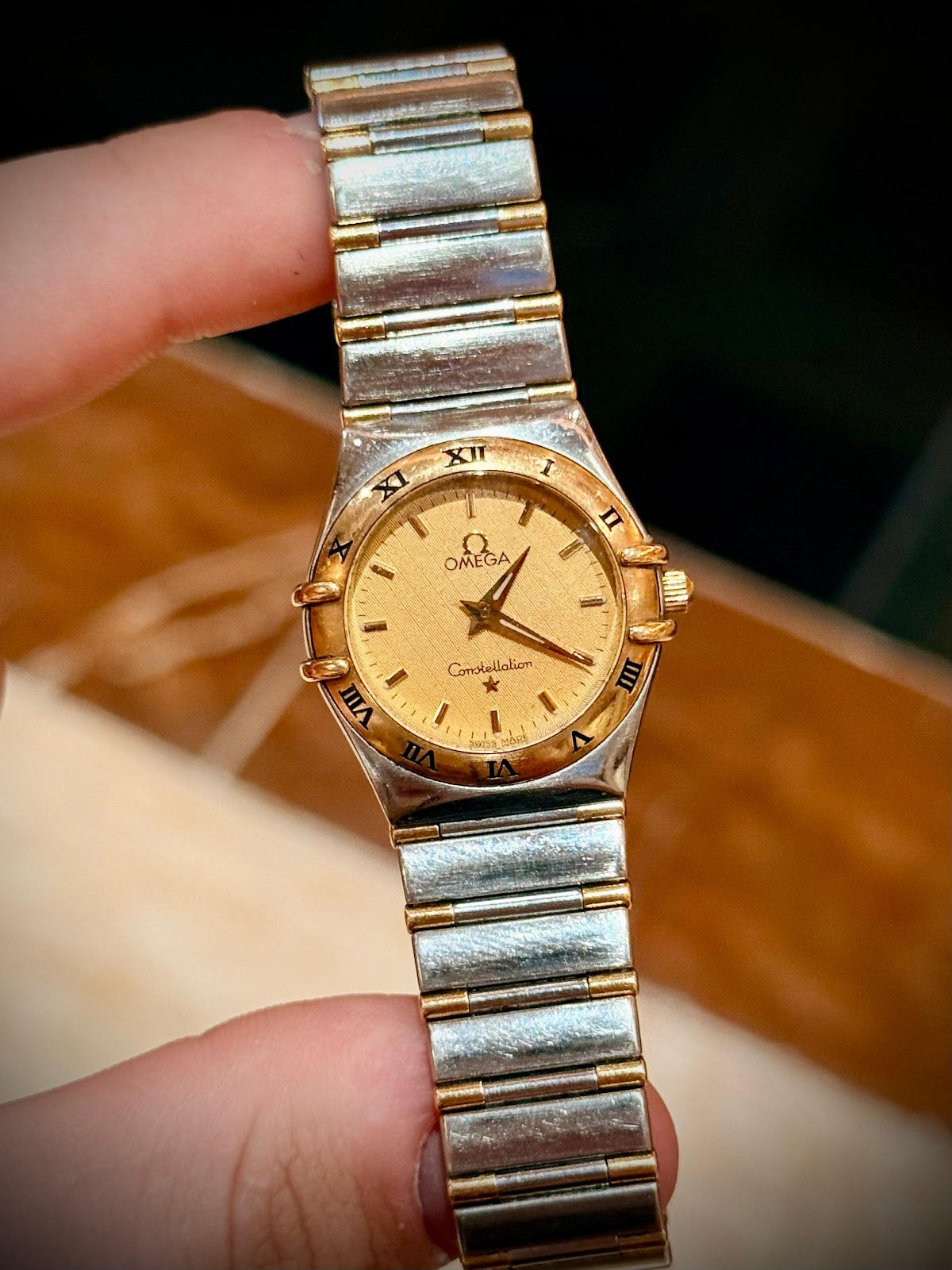 Omega Constellation 1362.10.00 22.5mm Steel Yellow Gold Champagne Dial Bracelet Bezel