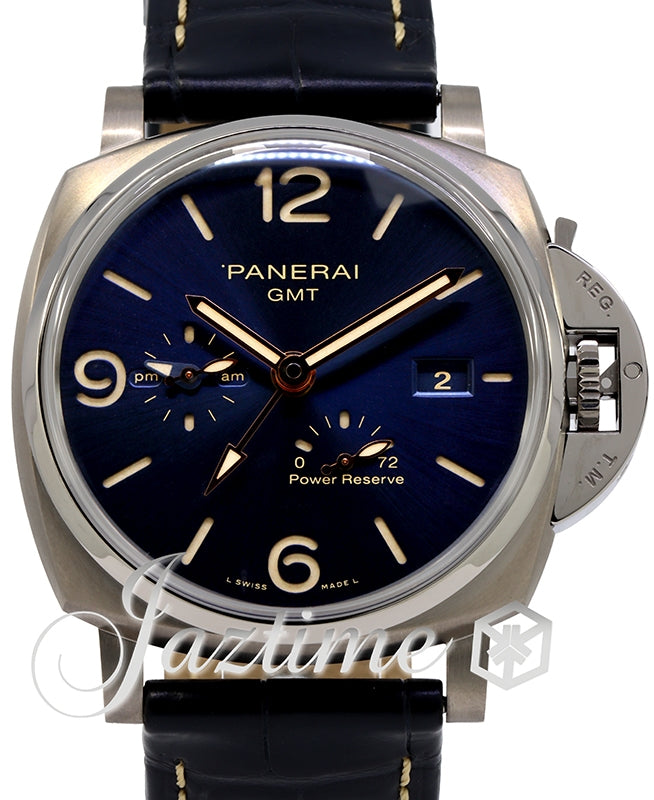 Panerai Luminor Due GMT Power Reserve Titanium 45mm Blue Dial Alligator Leather Strap PAM00964 - BRAND NEW
