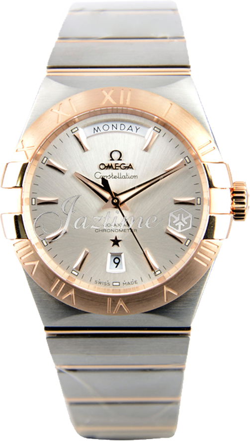 OMEGA 123.20.38.22.02.001 CONSTELLATION CO-AXIAL DAY-DATE 38mm STEEL AND RED GOLD BRAND NEW
