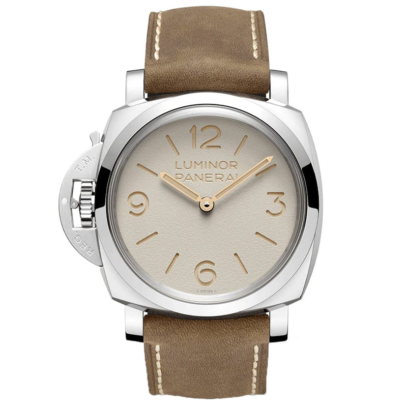 Panerai Luminor Left-Handed Stainless Steel 47mm White Dial Leather Strap PAM01075 - BRAND NEW