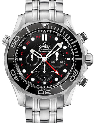 Omega Seamaster Diver 300M Co-Axial Chronometer GMT Chronograph 44mm Stainless Steel Black Dial Bracelet 212.30.44.52.01.001 - BRAND NEW