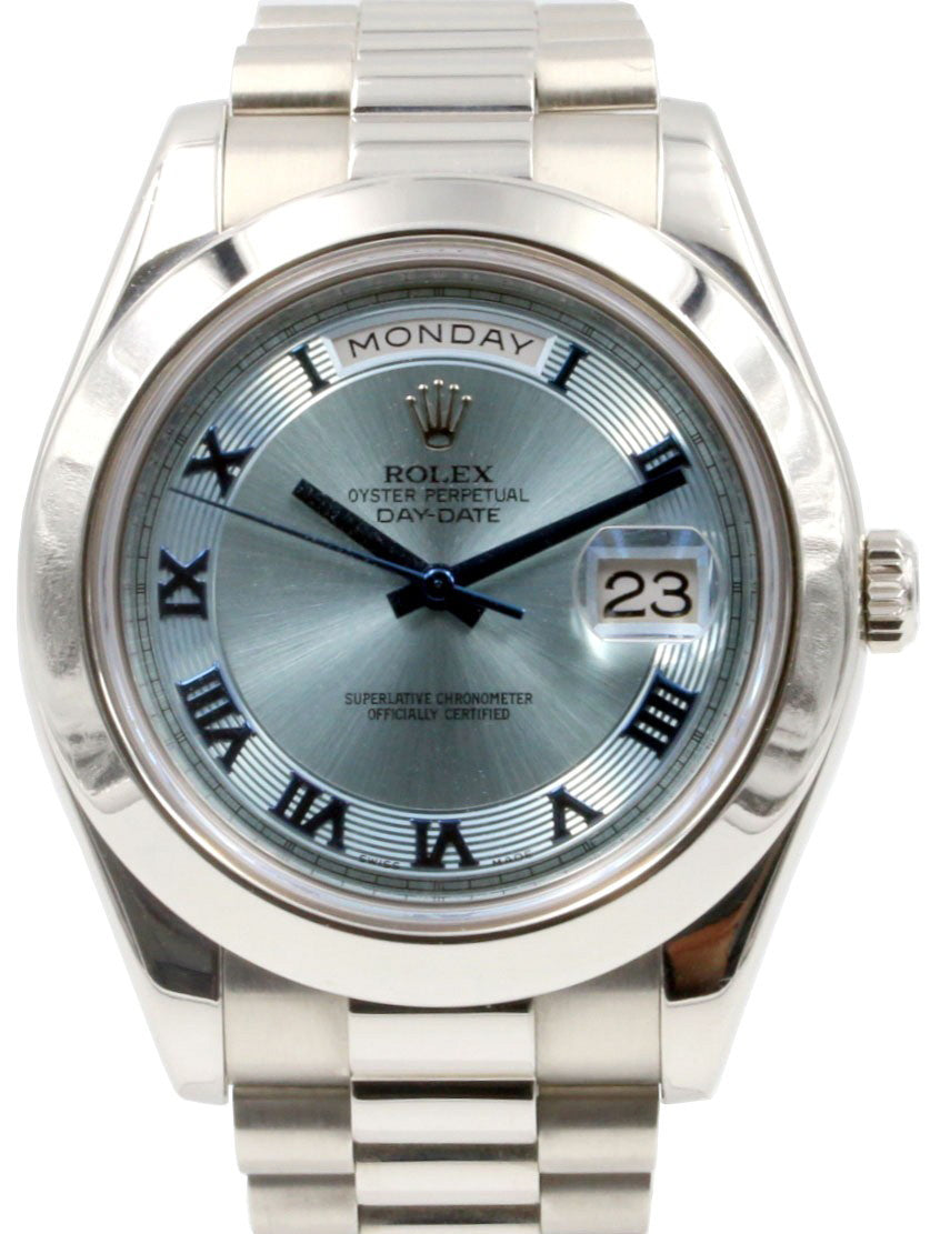Rolex Day-Date II 218206-BLCRSP 41mm Ice Blue Roman Concentric Circle Platinum President - BRAND NEW