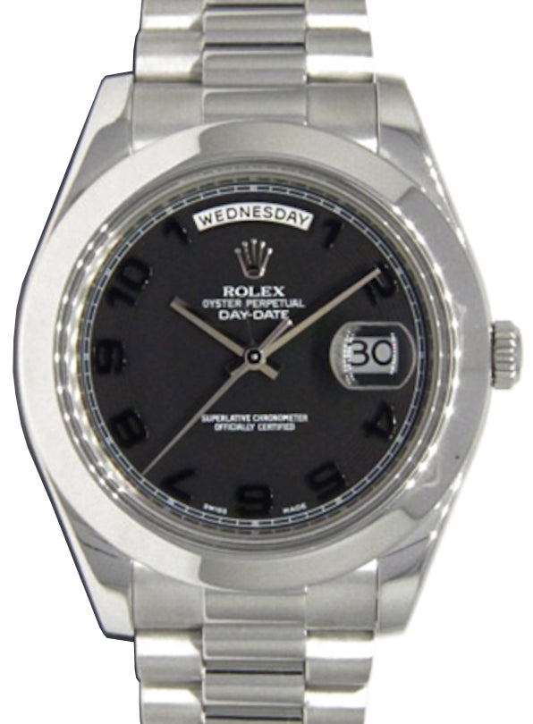 Rolex Day-Date II 218206-BLKADP 41mm Black Arabic Concentric Circle Platinum President - BRAND NEW