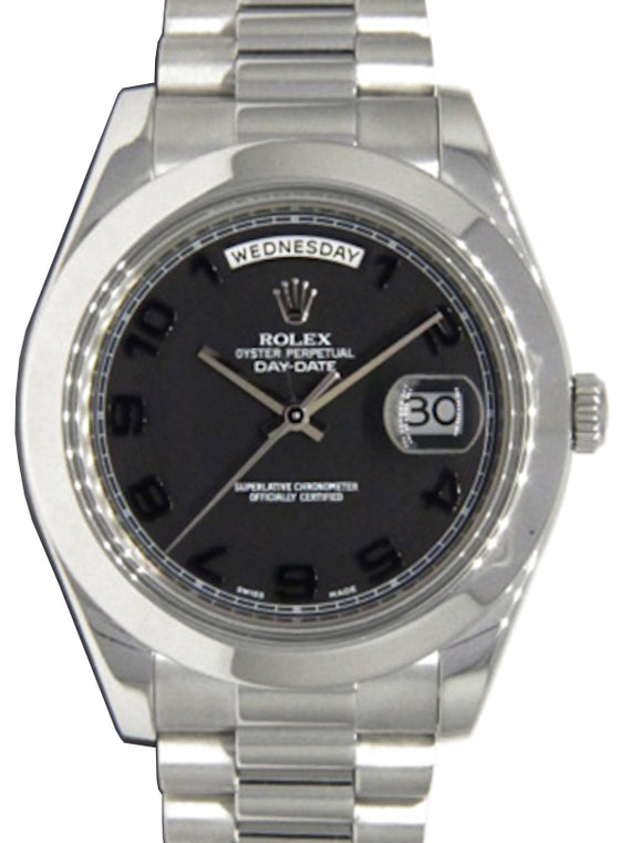 Rolex Day-Date II 218206-BLKADP 41mm Black Arabic Concentric Circle Platinum President - BRAND NEW