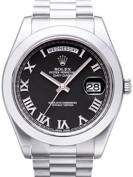 Rolex Day-Date II 218206-BLKRSP 41mm Black Roman Platinum President - BRAND NEW