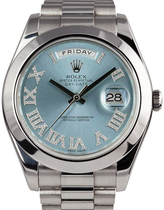 Rolex Day-Date II 218206-BLUDRSP 41mm Ice Blue Diamond Roman Platinum President BRAND NEW