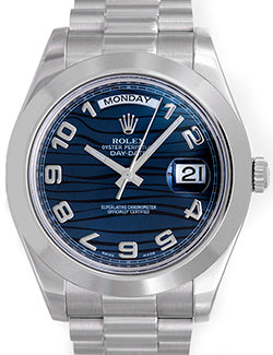 Rolex Day-Date II 218206-BLWASP 41mm Blue Arabic Wave Dial Platinum President - BRAND NEW