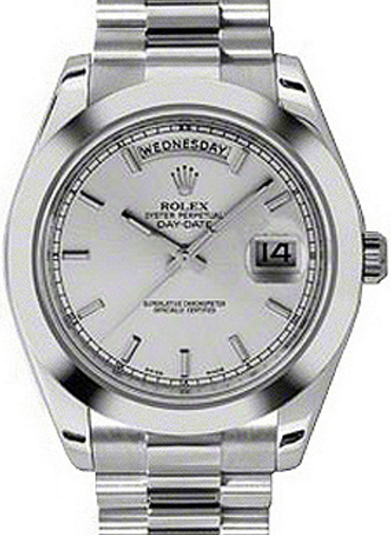 Rolex Day-Date II 218206-SLVSSP 41mm Silver Index Platinum President - BRAND NEW