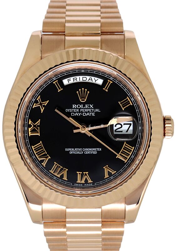 Rolex Day-Date II 41 mm 218235-BLKRFP Rose Gold Black