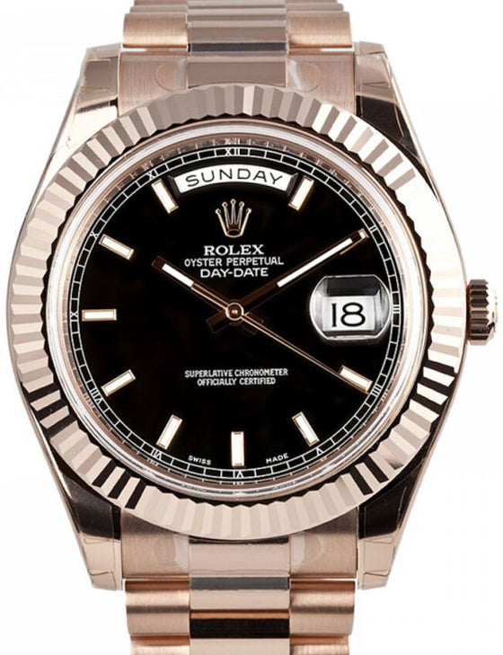 Rolex Day-Date II 41 mm 218235-BLKSFP Rose Gold Black