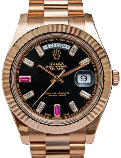 Rolex Day-Date II 41 mm 218235RUBY Rose Gold Black